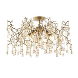 Spey 3Lt Semi-flush Ceiling Light Aged Gold Paint & Champagne Lustre Glass - Comet Lighting