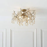 Spey 3Lt Semi-flush Ceiling Light Aged Gold Paint & Champagne Lustre Glass - Comet Lighting