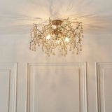 Spey 3Lt Semi-flush Ceiling Light Aged Gold Paint & Champagne Lustre Glass - Comet Lighting