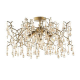 Spey 3Lt Semi-flush Ceiling Light Aged Gold Paint & Champagne Lustre Glass - Comet Lighting