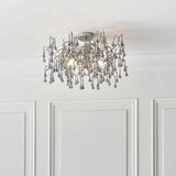 Spey 3Lt Semi-flush Ceiling Light Aged Silver Paint & Smokey Grey Tinted Glass - Comet Lighting