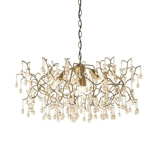 Spey 4Lt Pendant Ceiling Light Aged Gold Paint & Champagne Lustre Glass - Comet Lighting