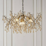 Spey 4Lt Pendant Ceiling Light Aged Gold Paint & Champagne Lustre Glass - Comet Lighting