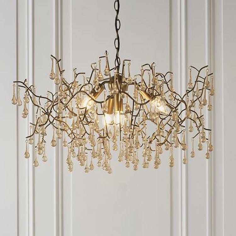 Spey 4Lt Pendant Ceiling Light Aged Gold Paint & Champagne Lustre Glass - Comet Lighting