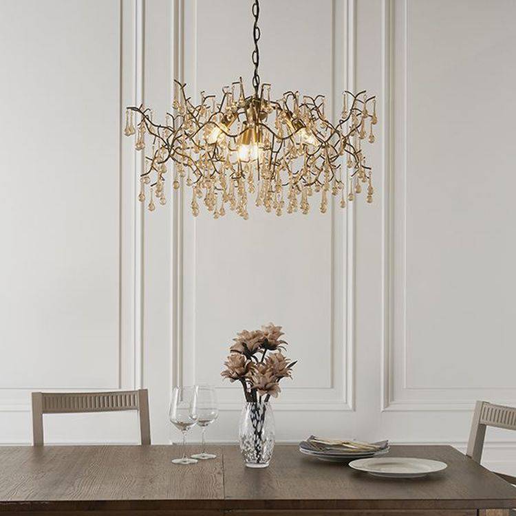 Spey 4Lt Pendant Ceiling Light Aged Gold Paint & Champagne Lustre Glass - Comet Lighting