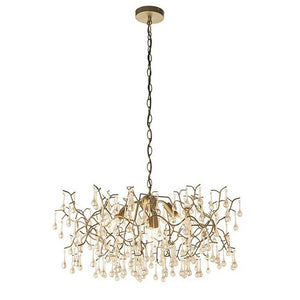 Spey 4Lt Pendant Ceiling Light Aged Gold Paint & Champagne Lustre Glass - Comet Lighting