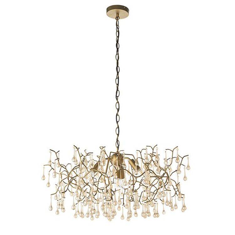 Spey 4Lt Pendant Ceiling Light Aged Gold Paint & Champagne Lustre Glass - Comet Lighting