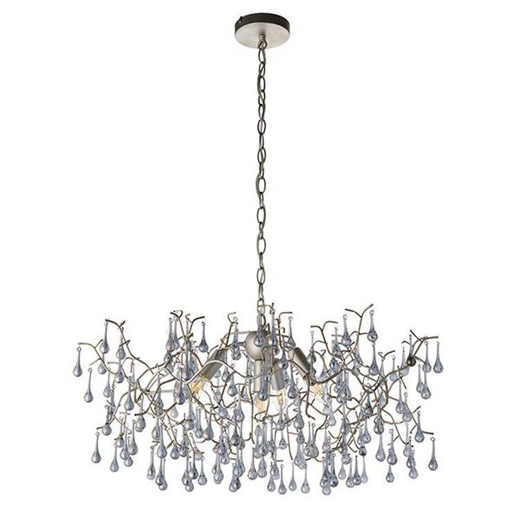 Spey 4Lt Pendant Ceiling Light Aged Silver Paint & Smokey Grey Tinted Glass - Comet Lighting