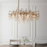 Spey Linear Chandelier Aged Gold w/ Glass Droplets - Comet Lighting