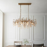 Spey Linear Chandelier Aged Gold w/ Glass Droplets - Comet Lighting