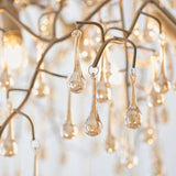 Spey Linear Chandelier Aged Gold w/ Glass Droplets - Comet Lighting