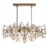 Spey Linear Chandelier Aged Gold w/ Glass Droplets - Comet Lighting