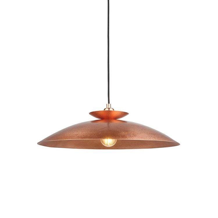 Spree Disc Pendant Ceiling Light Copper Hammered - Comet Lighting