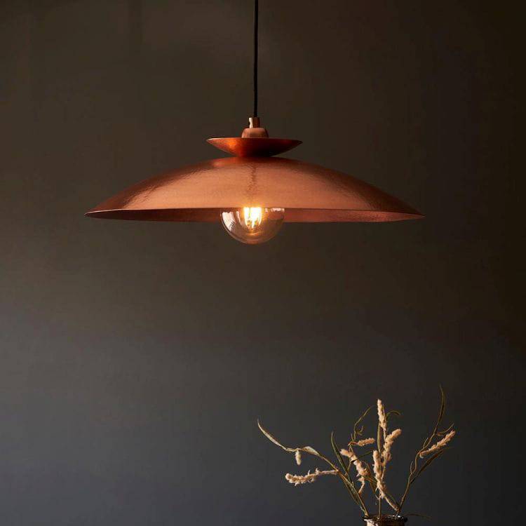 Spree Disc Pendant Ceiling Light Copper Hammered - Comet Lighting