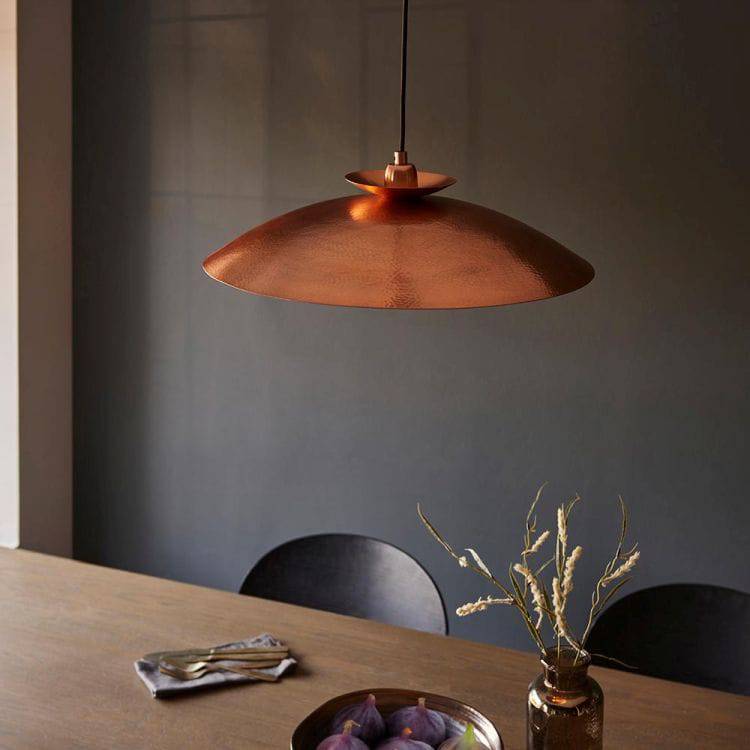 Spree Disc Pendant Ceiling Light Copper Hammered - Comet Lighting