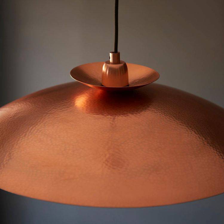 Spree Disc Pendant Ceiling Light Copper Hammered - Comet Lighting