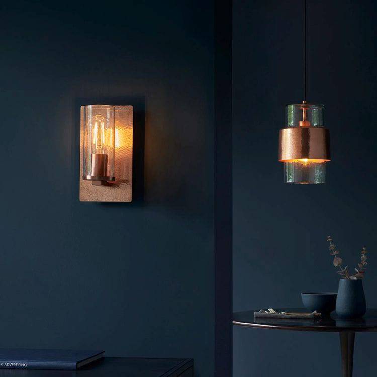 Spree Wall Light Copper Hammered - Comet Lighting