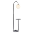 Stour Floor Lamp Satin Black Paint & Matt Opal Glass - Comet Lighting