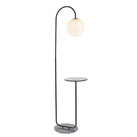 Stour Floor Lamp Satin Black Paint & Matt Opal Glass - Comet Lighting