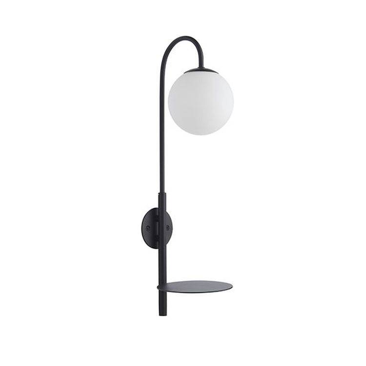 Stour Wall Light Satin Black Paint & Matt Opal Glass - Comet Lighting