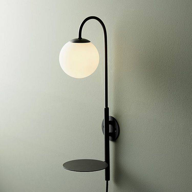 Stour Wall Light Satin Black Paint & Matt Opal Glass - Comet Lighting