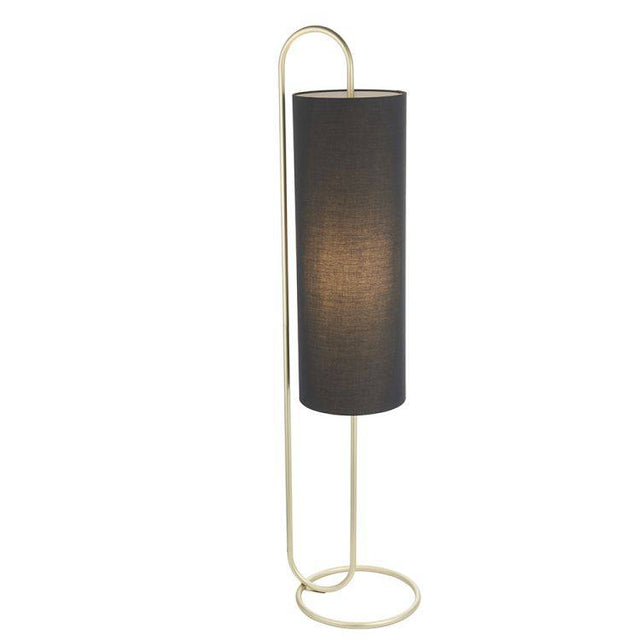 Sura Floor Lamp Antique Brass w/ Black Shade - Comet Lighting