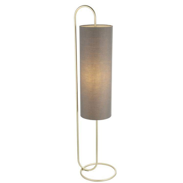 Sura Floor Lamp Antique Brass w/ Grey Shade - Comet Lighting