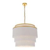 Tagus 3Lt Pendant Ceiling Light Matt Gold Paint & White Tassels - Comet Lighting