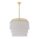 Tagus 3Lt Pendant Ceiling Light Matt Gold Paint & White Tassels - Comet Lighting