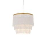 Tagus Pendant Ceiling Light Matt Gold Paint & White Tassels - Comet Lighting