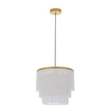 Tagus Pendant Ceiling Light Matt Gold Paint & White Tassels - Comet Lighting