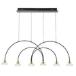 Tamar 6Lt LED Pendant Bar Ceiling Light Matt Black & Brushed Brass Finish With Clear Crystal - Comet Lighting