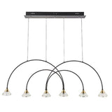 Tamar 6Lt LED Pendant Bar Ceiling Light Matt Black & Brushed Brass Finish With Clear Crystal - Comet Lighting