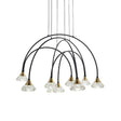 Tamar 9Lt LED Pendant Ceiling Light Matt Black & Brushed Brass Finish With Clear Crystal - Comet Lighting