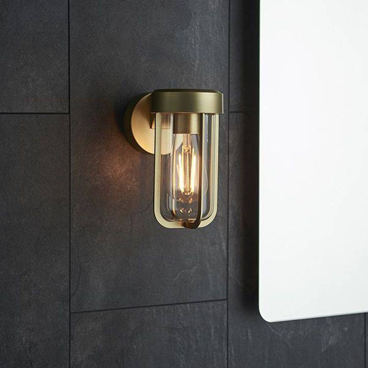 Taw Wall Light Brushed Gold Finish & Clear Glass - Comet Lighting