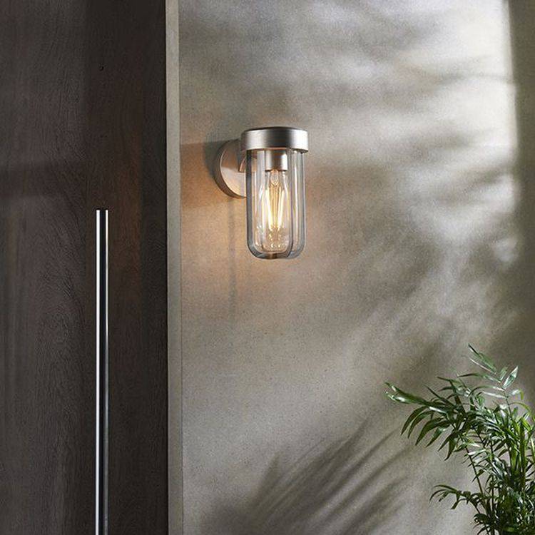 Taw Wall Light Brushed Silver Finish & Clear Glass - Comet Lighting