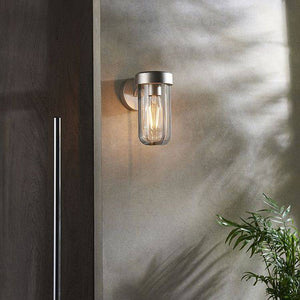 Taw Wall Light Brushed Silver Finish & Clear Glass - Comet Lighting