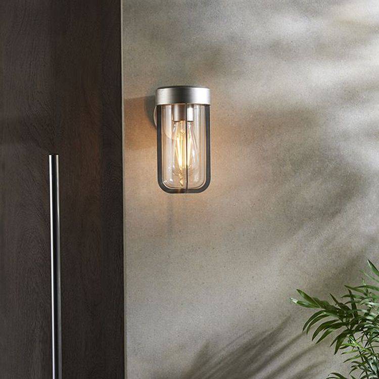 Taw Wall Light Brushed Silver Finish & Clear Glass - Comet Lighting