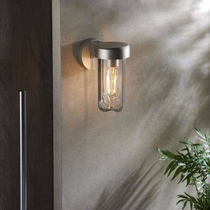 Taw Wall Light Brushed Silver Finish & Clear Glass - Comet Lighting