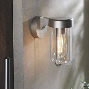 Taw Wall Light Brushed Silver Finish & Clear Glass - Comet Lighting