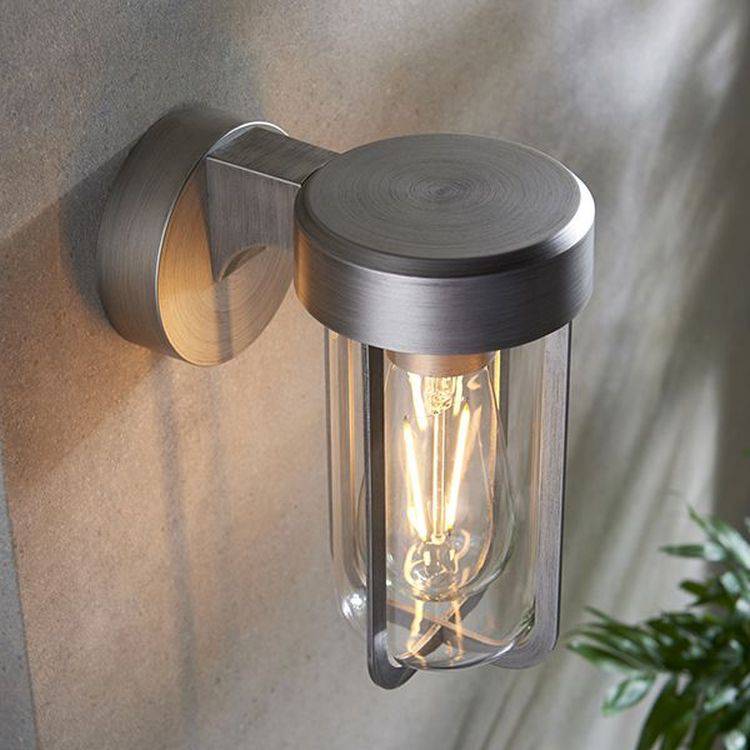 Taw Wall Light Brushed Silver Finish & Clear Glass - Comet Lighting