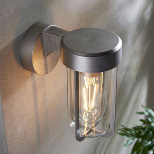 Taw Wall Light Brushed Silver Finish & Clear Glass - Comet Lighting
