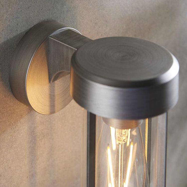 Taw Wall Light Brushed Silver Finish & Clear Glass - Comet Lighting