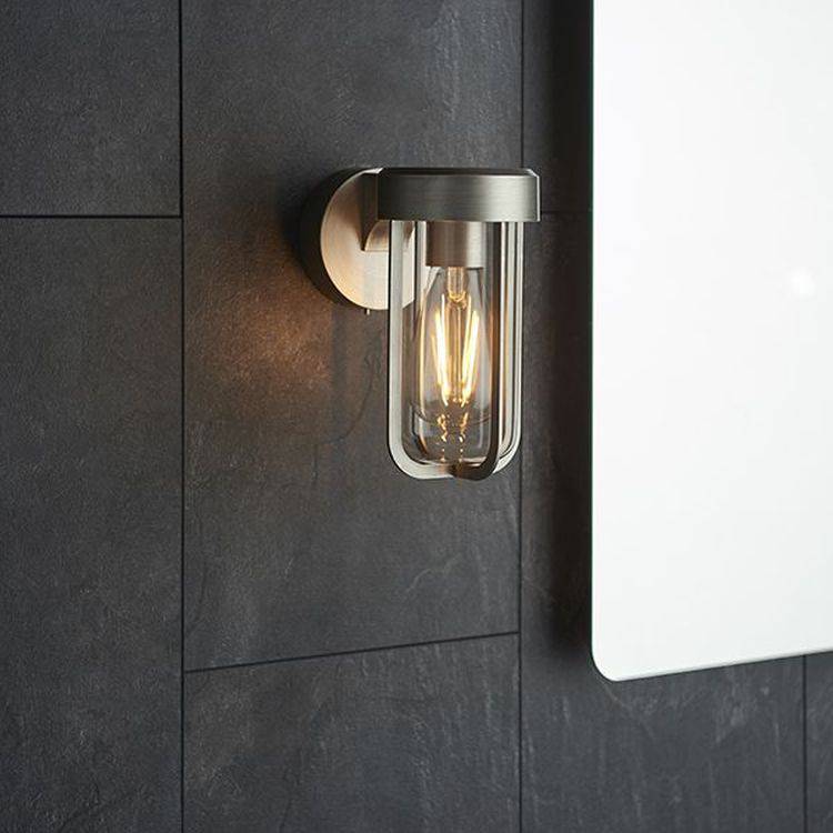 Taw Wall Light Brushed Silver Finish & Clear Glass - Comet Lighting