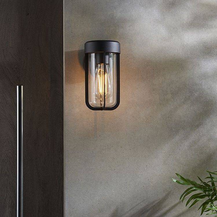 Taw Wall Light Matt Black Finish & Clear Glass - Comet Lighting