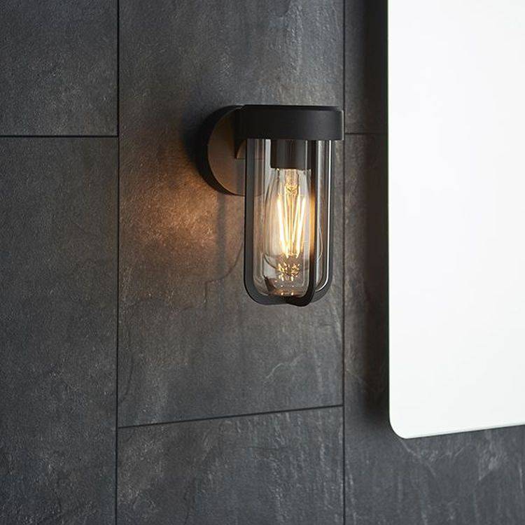 Taw Wall Light Matt Black Finish & Clear Glass - Comet Lighting