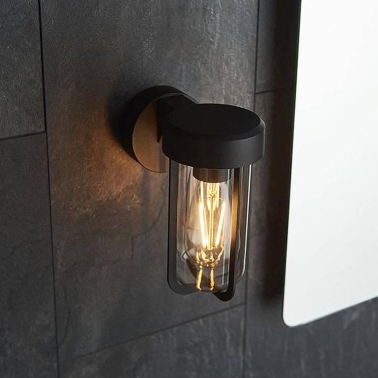 Taw Wall Light Matt Black Finish & Clear Glass - Comet Lighting