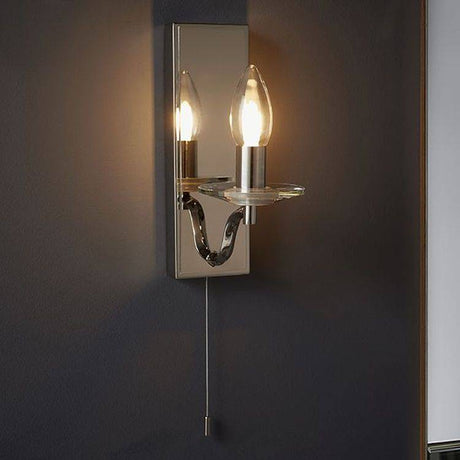 Tay Wall Light Polished Nickel Plate & Clear Crystal - Comet Lighting