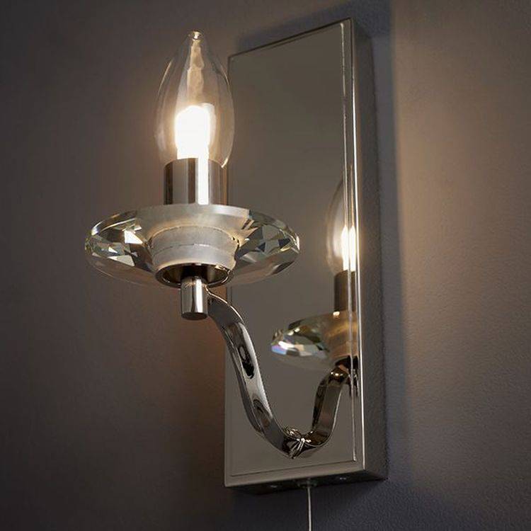 Tay Wall Light Polished Nickel Plate & Clear Crystal - Comet Lighting