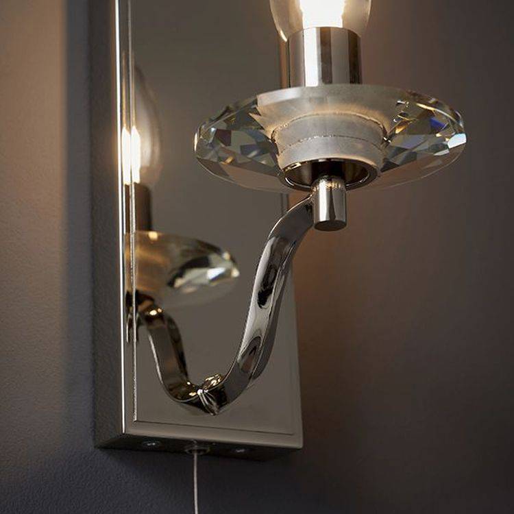 Tay Wall Light Polished Nickel Plate & Clear Crystal - Comet Lighting